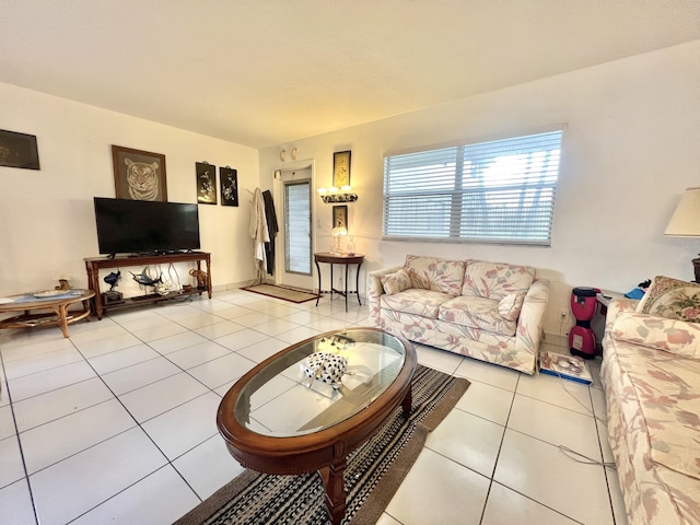 view of tiled living room