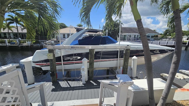 view of dock featuring a water view