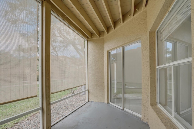 view of unfurnished sunroom