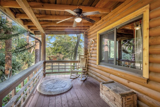 deck featuring ceiling fan