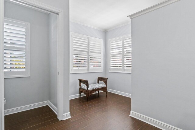 bathroom featuring crown molding and vanity