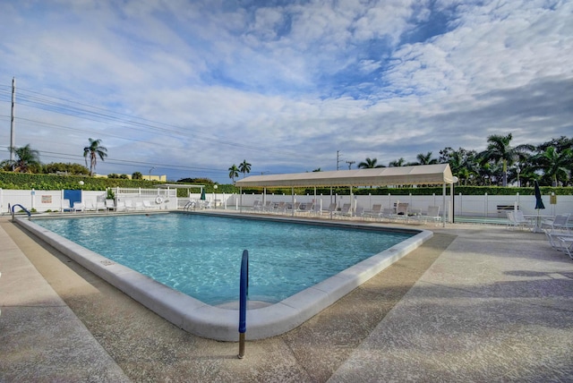 view of swimming pool with a patio area