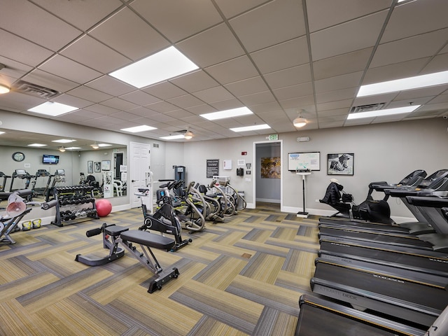 gym featuring carpet