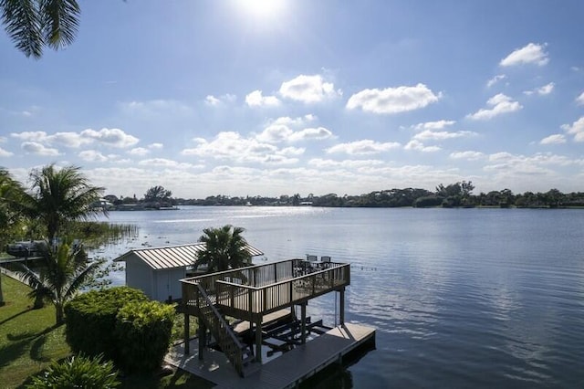 view of dock featuring a water view