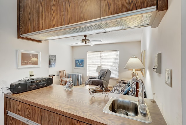 kitchen with sink and ceiling fan