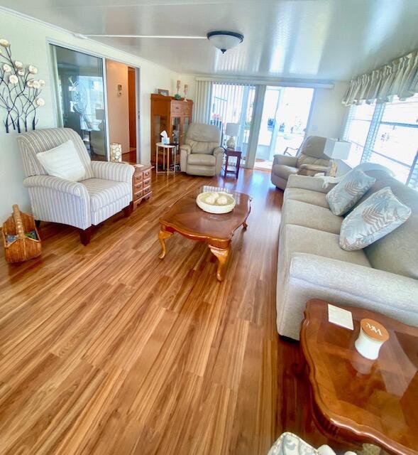 living room with wood-type flooring