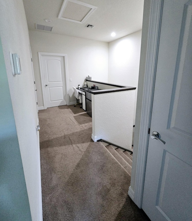 4582 San Fratello Cir, Lake Worth, FL 33467 - corridor with carpet floors, baseboards, recessed lighting, and attic access