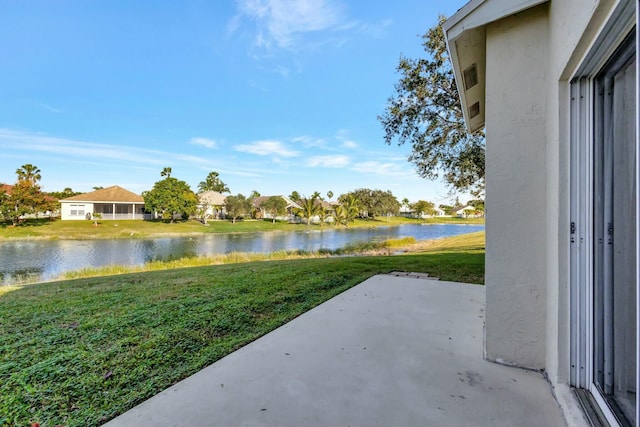 exterior space featuring a water view