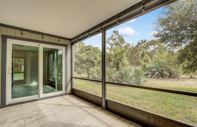 view of unfurnished sunroom