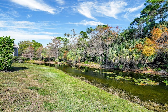 view of yard featuring a water view