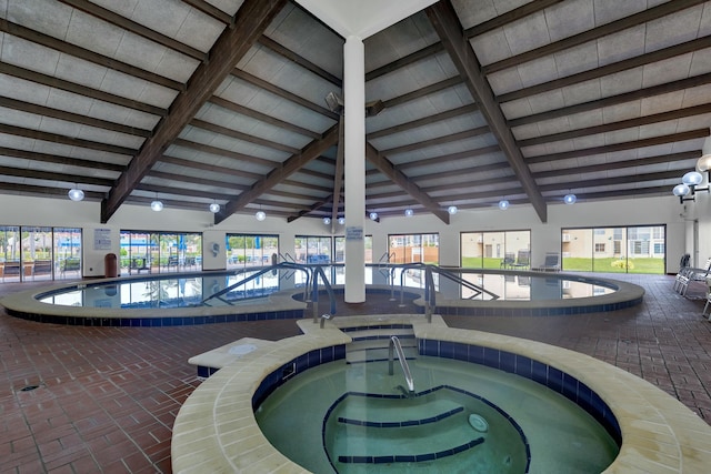 view of pool featuring an indoor hot tub