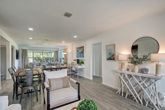 living room featuring light hardwood / wood-style floors