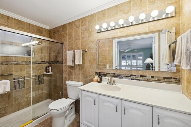 tiled bedroom with ceiling fan