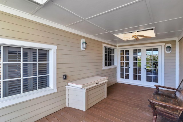 wooden terrace with french doors