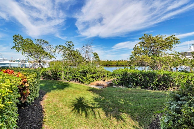 view of yard featuring a water view