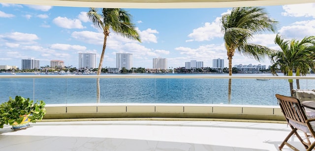 property view of water with a city view