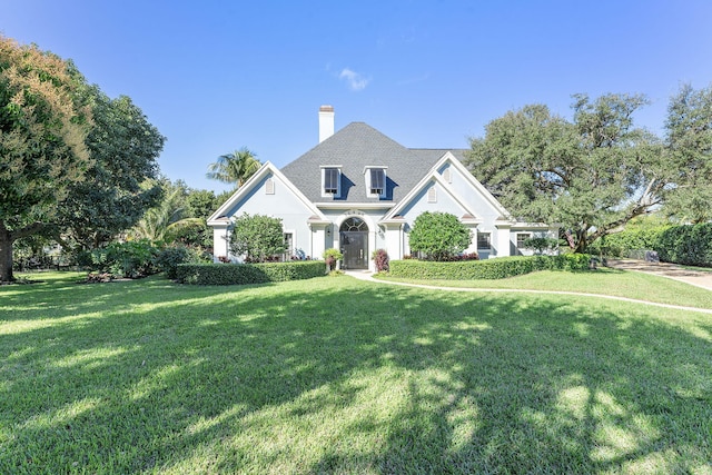 view of front of home with a front lawn