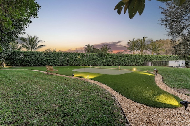 view of yard at dusk