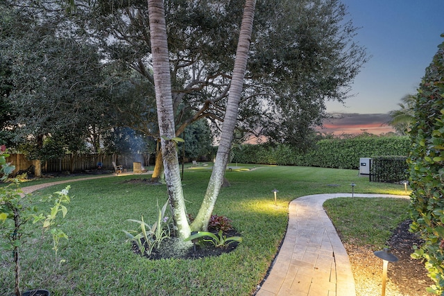 view of yard at dusk