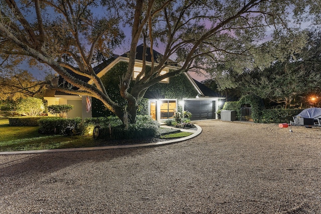 view of front of home with a garage