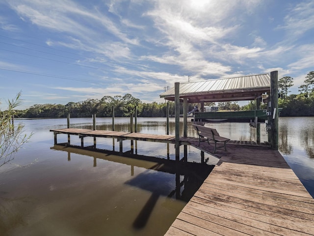 dock area featuring a water view