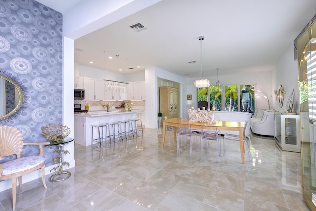 dining room with sink