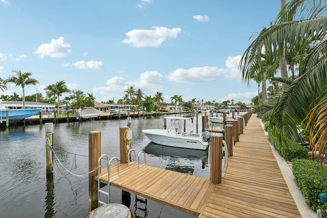 view of dock featuring a water view