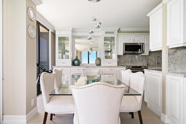 view of tiled dining space