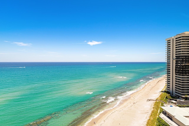 property view of water featuring a view of the beach