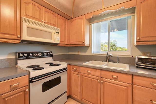 kitchen featuring sink and white appliances