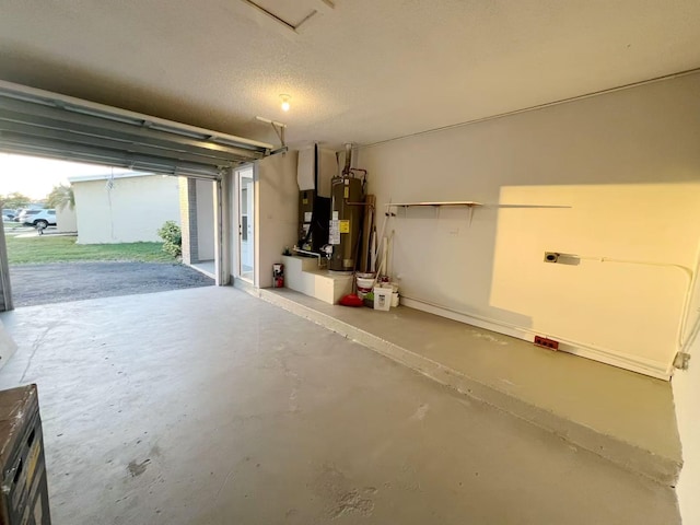 garage featuring water heater