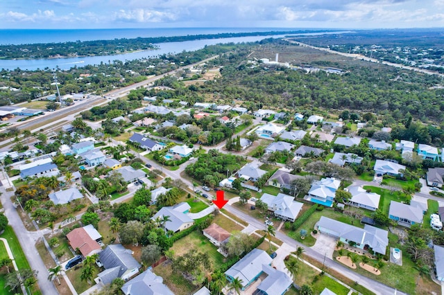 bird's eye view featuring a water view