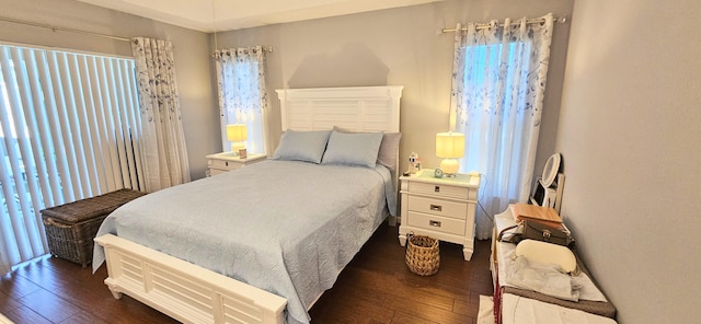 bedroom featuring dark hardwood / wood-style flooring