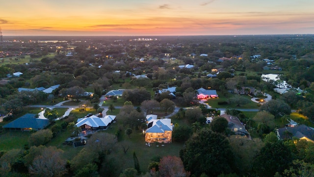 view of aerial view at dusk