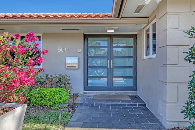 property entrance with french doors