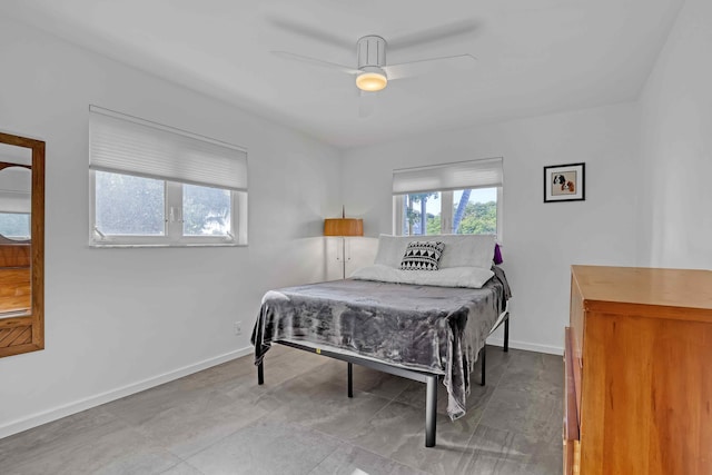 bedroom featuring ceiling fan