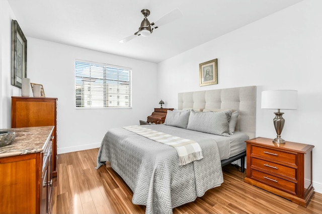 bedroom with light hardwood / wood-style floors