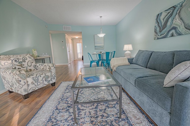 living room featuring hardwood / wood-style flooring