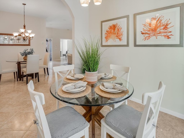 dining room with an inviting chandelier