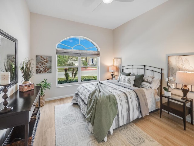 bedroom with light wood-type flooring