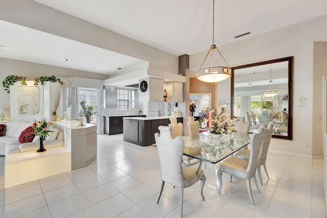 view of tiled dining room