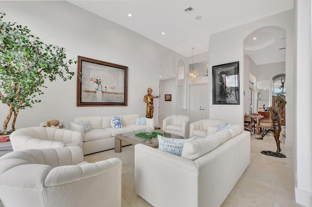 view of tiled living room