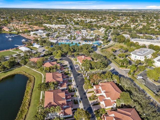 bird's eye view featuring a water view