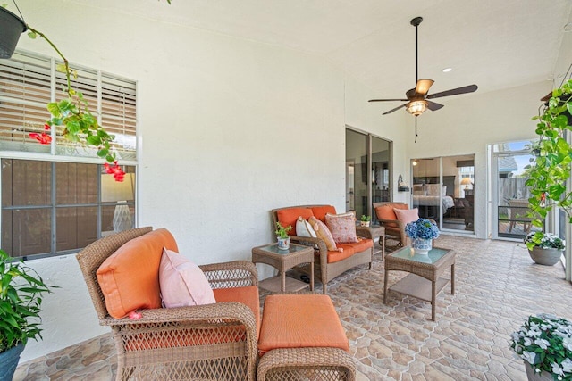 view of patio / terrace with an outdoor hangout area and ceiling fan