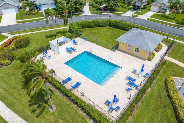 view of pool featuring a patio