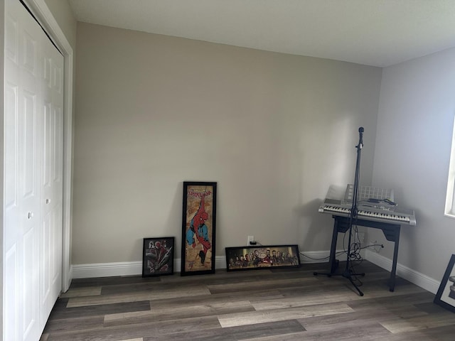 interior space with hardwood / wood-style floors and a closet