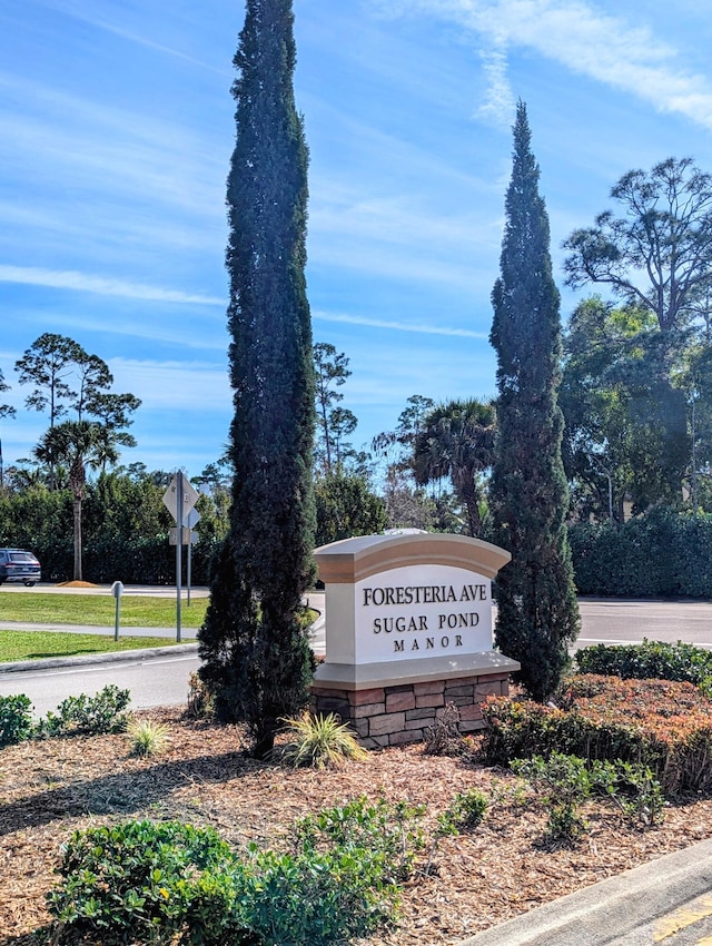 view of community sign