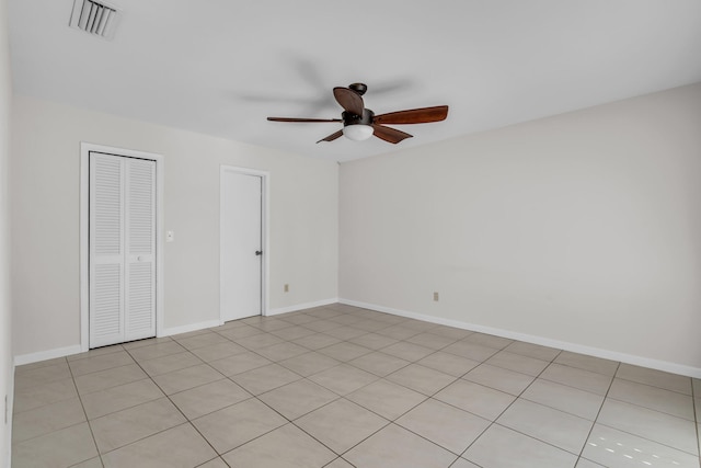 spare room featuring ceiling fan