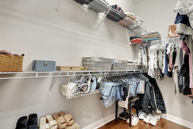 spacious closet with hardwood / wood-style floors