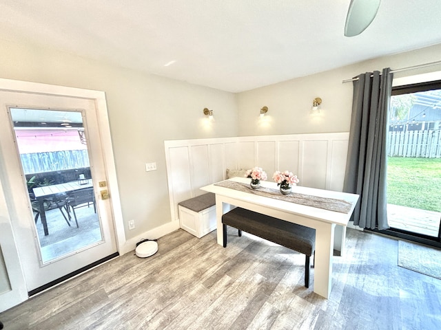 dining room featuring light hardwood / wood-style flooring